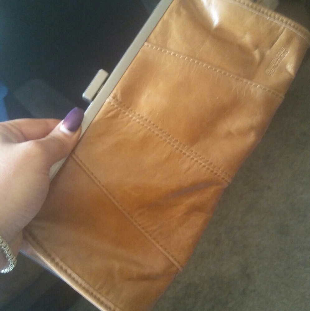 Kenneth Cole Reaction Tan Leather Wristlet